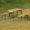 3pcs Folding Wooden Beer Table&Chair Patio Picnic BBQ Furniture Garden Trestle