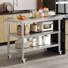 Stainless Steel Kitchen Work Bench Catering Table Worktable W/Undershelf, Wheels