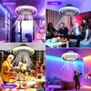 RGB LED Ceiling Fan Light Dimmable Adjustable Wind Speeds with Music Speaker UK