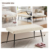 End of Bed Bench Upholstered Foot Stool Linen-Touch Ottoman Cream