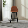 2x Brown PU Bar Stools Restaurant Bar Stools Diamond Soft Padded Seat Back Metal