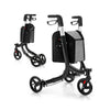 Three Wheel Rollator Walker Aluminium Foldable Mobility Aid Walker w/Handle