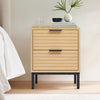 2 Drawers Wooden Bedside Cabinet Bedroom Furniture Storage Nightstand Metal Legs