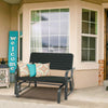Outdoor Bench 2-person Glider Patio Glider Rocking Loveseat w/Ergonomic Backrest