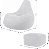 Cord Recliner Bean Bag Chair with Footstool - Comfortable Lounge Seat