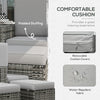 Recliner Rattan Sun Lounger w/ Storage Tea Table & Footstools, Grey
