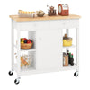 Mobile Kitchen Island Cart Rolling Kitchen Island w/ Rubber Wood Top (White)