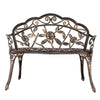 38.5"Cast Aluminium Park Leisure Rose Chair Outdoor Courtyard Garden Patio Bench