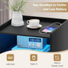 LED Bedside Table, Smart Nightstand Sofa Side Table with Charging Station Drawer