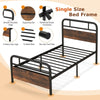 Single Bed Frame w/ Headboard & Footboard Heavy-duty Metal Platform Bed Frame