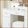 Modern Dressing Table Makeup Desk with Mirror Drawers Stool 10 LED Light Bedroom