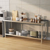 2 Tier Commercial Kitchen Prep & Work Stainless Steel Table with Backsplash 1.8M