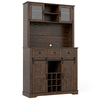 Kitchen Buffet Sideboard Cupboard 72” Coffee Bar Cabinet-Brown