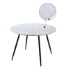 Dining Table, White Marble Effect Top Kitchen Table, Round Table with Metal Legs