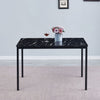 Rectangular Black Marble MDF Top Dining Table Metal Frame Dining Room Kitchen
