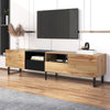Modern TV Stand with 2 Doors & 2 Drawers - Black & Wood Media Unit, 190x38x48cm