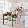 Foldable Pizza Oven Stand Outdoor Grill Cart Trolley 2-Tier BBQ Table w/ Wheels