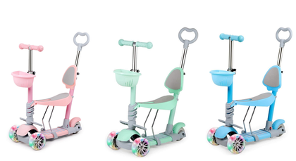 5-in-1 Kid Scooter Child Kick Flashing LED Light 3 Wheels Standing Sitting Gift
