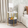 Living Room 2-Tier Side Table Small Space Round End Table-Coffee