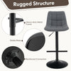 Height Adjustable Bar Stools Set of 2 w/ Fabric Backrest & Padded Seat Grey