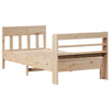 Bed Frame with Headboard 100x200 Solid Wood Pine Q0N6