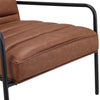 Vintage Faux Tan Leather Armchair Accent Chair Soft Seat Industrial Metal Frame