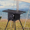 Portable Wood Burning Stove Camping Bell Tent Heating Stove w/ Chimney Foldable