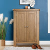 Holcombe Shoe Cabinet Cupboard 2 Door Hallway Storage Oak Rack Stand Solid Wood