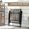 Set of 2 Patio Folding Chairs Outdoor Wicker Dining Chairs with Armrests
