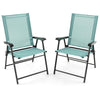 Set of 2 Patio Folding Chairs Portable Sling Back Chairs Outdoor Dining Chairs