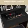 Modern Dressing Table Set LED Mirror Vanity Desk Stool with Charging Station