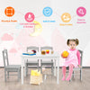 Children Wooden Table and 4 Chairs Set Activity Desk Set Grey