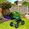 84CM Outdoor Planting Cart Rolling Garden Cart Work Swivel Seat w/Tool Tray