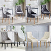 2x Fabric PU Leather Dining Chairs Button-Tufted Upholstered Wood Legs Armchairs