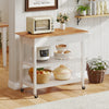 Kitchen Island Dining Room Serving Trolley with 2 Open Shelves-White