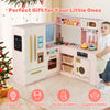 Wooden Kids Pretend Play Kitchen w/ Large Fridge & Ice Maker-Pink