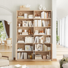 Bookcase 6 Tier Bookshelf with Doors Tall Storage Cupboard Display Unit Oak Home