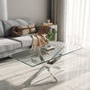 Modern Coffee Table Clear Tempered Glass Living Room Sofa Side End Table X Shape