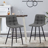 2 x Grey Brown Faux Leather PU Sauqre Bar Stools Pub Chair Stool Padded Seats
