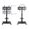 32-70" Height Adjustable Rolling Floor TV Stand Cart with Display Shelf