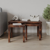 Nesting Tables Wooden Space Saving Coffee Side Table Set of 3 Rustic Brown Large