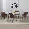 Set of 2 Faux Leather Dining Chairs Brown Armchair Kitchen Restaurant Modern