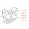 Multifunctional S-shaped Dual Layers Dish Drainer Holder Plate Rack Kitchen Sink