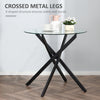 Round Bar Table with Tempered Glass Top, Kitchen Dining Table with Metal Legs