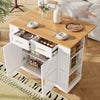 ROLLING KITCHEN ISLAND WITH DROP LEAF TOP, 2 STORAGE DRAWERS & SPICE RACK, WHITE