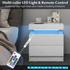 Versatile Bedside Table Bedroom LED Nightstand with 2 Drawers-White
