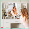 Dressing Table Set Vanity Makeup Desk with Stool And 3-Color LED Lighted Mirror