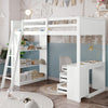 Single Solid Pine Wood Loft Bed Frame High Sleeper Bunk Bed Study Desk Cabin Bed