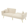 Fabric Sofa Bed Love Seat Sofa Settee Couch with Metal Legs & Cushions Beige
