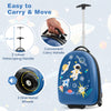 Kids Rolling Luggage Children Hard Cabin Shell Carry On Suitcase-Blue